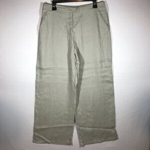 Max Studio Women's 12 Beige 100% Linen Casual Wide Leg Pants